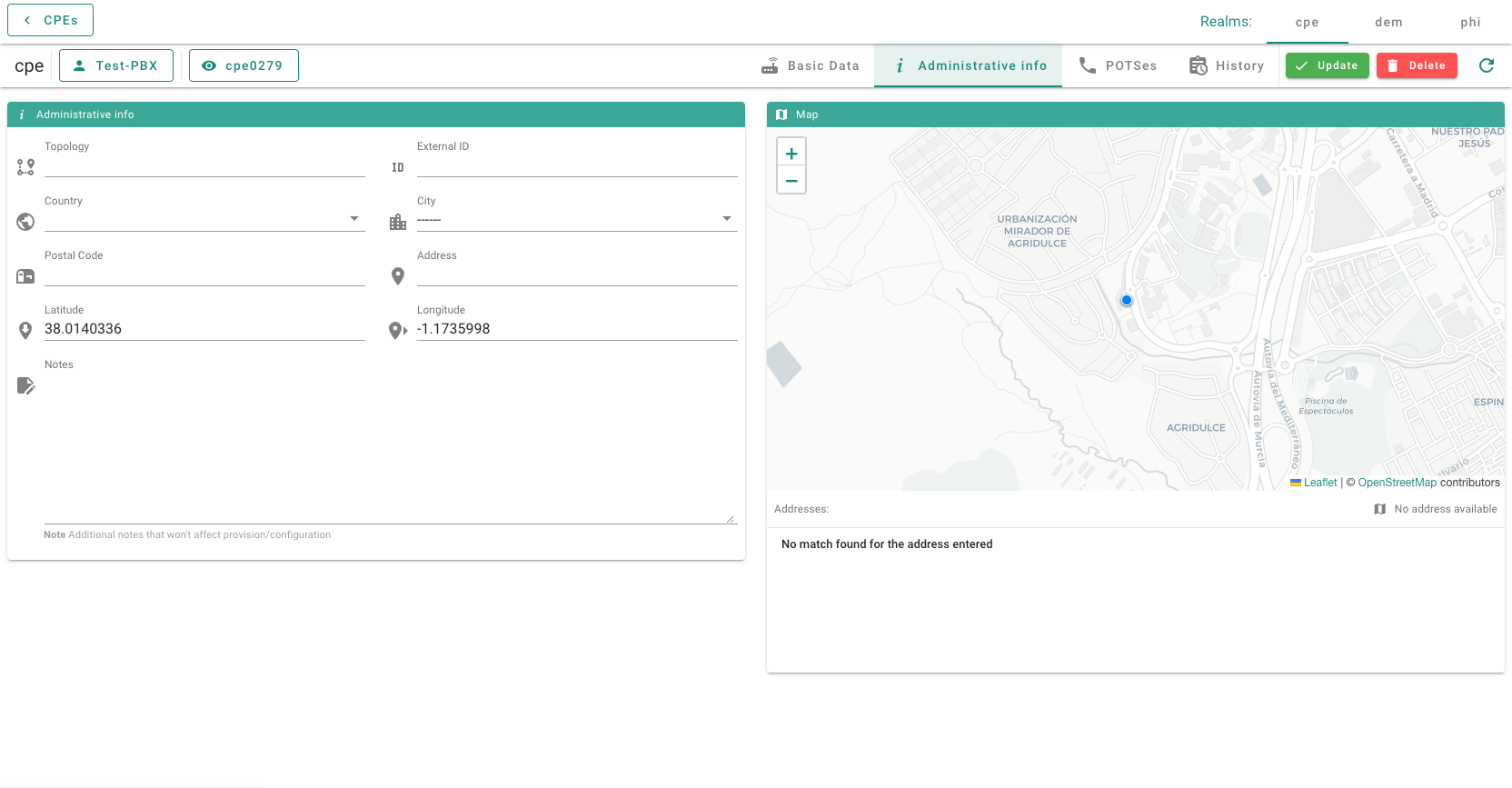 ISP CPE Administrative Info